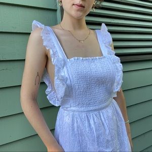 Lulus eyelet pinafore white dress 🕊 New With Taga